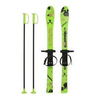 BABY MIX dětské lyže s vázáním a holemi 90 cm zelená