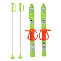 BABY MIX dětské lyže s vázáním a holemi 70 cm zelená