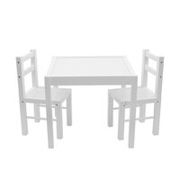 DREWEX dětský dřevěný stůl s židličkami bílá