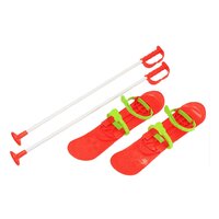 BABY MIX dětské lyže s vázáním a holemi BIG FOOT 42 cm červená