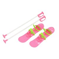 BABY MIX dětské lyže s vázáním a holemi BIG FOOT 42 cm růžová