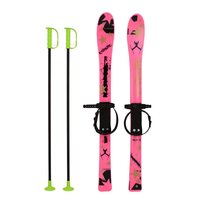 BABY MIX dětské lyže s vázáním a holemi 90 cm růžová
