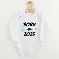 NEW BABY body s dlouhým rukávem BORN IN 2025 modrá vel. 74 NEW BABY body s dlouhým rukávem BORN IN 2025 modrá vel. 74