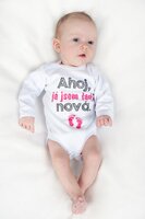 NEW BABY body s dlouhým rukávem Ahoj, já jsem tady nová růžová vel. 62