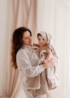 BELISIMA dětská osuška s žínkou a ručníkem Swaddle béžová