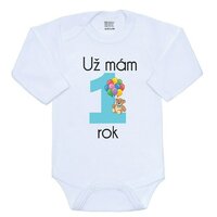 NEW BABY body s dlouhým rukávem Už mám 1 rok modrá vel. 86