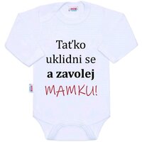 NEW BABY body s dlouhým rukávem zavolej MAMKU! bílá vel. 74