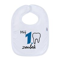 NEW BABY kojenecký bavlněný bryndák Můj 1 zoubek modrá