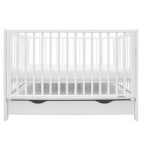 NEW BABY dětská postýlka se stahovací bočnicí a šuplíkem BASIC bílá