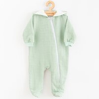 NEW BABY mušelínový overal s kapucí COMFORT CLOTHES zelená vel. 62