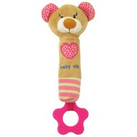 BABY MIX dětská pískací plyšová hračka s kousátkem MEDVÍDEK růžová