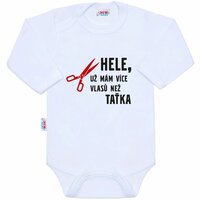 NEW BABY body s dlouhým rukávem Více vlasů než taťka bílá vel. 50