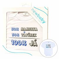 NEW BABY body s dlouhým rukávem 50% MAMINKA + 50% TATÍNEK - 100% JÁ modrá vel. 86