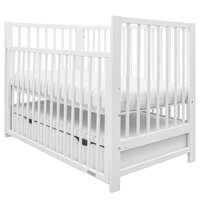 NEW BABY dětská postýlka se stahovací bočnicí a šuplíkem BASIC bílá