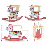 MILLY MALLY dřevěný houpací koník s opěradlem Lucky 12 růžová