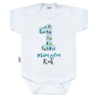 NEW BABY body s krátkým rukávem Mám jeden Rok zelená vel. 86