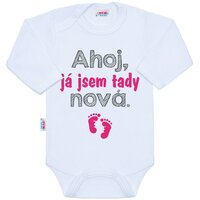 NEW BABY body s dlouhým rukávem Ahoj, já jsem tady nová růžová vel. 50