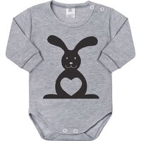 NEW BABY body s dlouhým rukávem Zajíček šedá vel. 86