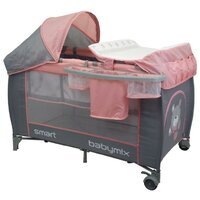 BABY MIX dětská cestovní postýlka s polohováním De Lux růžová BABY MIX dětská cestovní postýlka s polohováním De Lux růžová