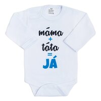 NEW BABY body s dlouhým rukávem máma+táta=JÁ modrá vel. 68