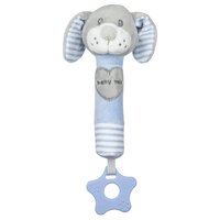 BABY MIX dětská pískací plyšová hračka s kousátkem pes modrá