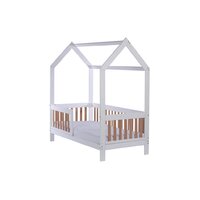 DREWEX dětská buková postel se zábranou Casa Bambini 160x80x174 cm bílá