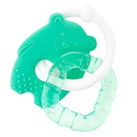 AKUKU dětské silikonové a chladící kousátko Medvídek a čtverec sada 2 ks zelená