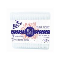 LINTEO 100 ks papírové vatové tyčinky v boxu 100% NATURAL bílá LINTEO 100 ks papírové vatové tyčinky v boxu 100% NATURAL bílá