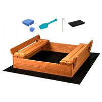 BABY MIX dětské dřevěné pískoviště s poklopem a lavičkami 100x100 cm