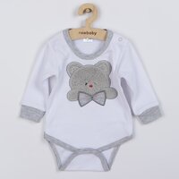 NEW BABY body s dlouhým rukávem Honey Bear s 3D aplikací bílá vel. 56