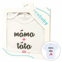 NEW BABY body s dlouhým rukávem máma+táta=JÁ růžová vel. 50