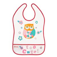 AKUKU dětský bryndák s kapsičkou OWL červená