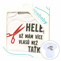 NEW BABY body s dlouhým rukávem Více vlasů než taťka bílá vel. 56