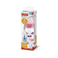 NUK skleněná kojenecká láhev FC s kontrolou teploty 240 ml růžová