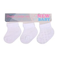 NEW BABY pruhované ponožky 3 ks bílá vel. 56