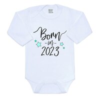 NEW BABY body s dlouhým rukávem Born in 2023 bílá vel. 50