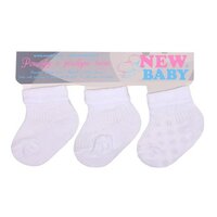 NEW BABY pruhované ponožky 3 ks bílá vel. 74
