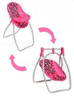 BABY MIX jídelní židlička a houpačka 2v1 pro panenky ISABELLA růžová