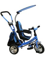 BABY MIX dětská tříkolka s vodící tyčí SAFARI modrá