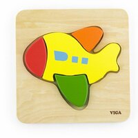 VIGA dřevěné puzzle pro nejmenší LETADLO žlutá