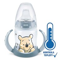 NUK kojenecká láhev na učení s kontrolou teploty MEDVÍDEK PÚ 150 ml modrá