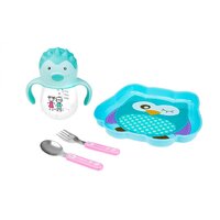 AKUKU dětský talířek SOVA modrá