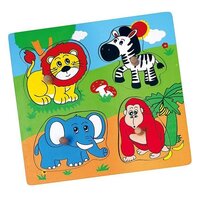 VIGA dřevěné puzzle s úchyty pro nejmenší ZOO zelená