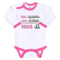 NEW BABY body s dlouhým rukávem 50% MAMINKA + 50% TATÍNEK - 100% JÁ růžová vel. 86