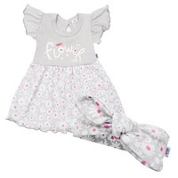 NEW BABY šatičky s čelenkou HAPPY FLOWER šedá vel. 68 NEW BABY šatičky s čelenkou HAPPY FLOWER šedá vel. 68