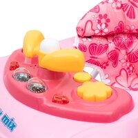 BABY MIX dětské chodítko s volantem a silikonovými kolečky růžová