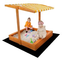 BABY MIX dětské dřevěné pískoviště se stříškou 120x120 cm žlutá