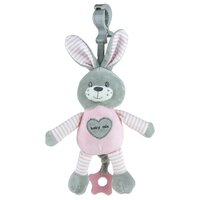 BABY MIX edukační hrající plyšová hračka s klipem králík růžová