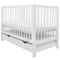 NEW BABY dětská postýlka se stahovací bočnicí a šuplíkem BASIC bílá