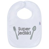 NEW BABY kojenecký bavlněný bryndák SUPER JEDLÍK! bílá